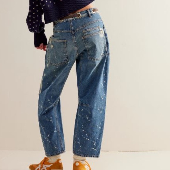 Free People Moxie pull on Barrel Jeans Calypso 28 - Picture 2 of 5